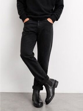 Men's Black Leather Chukka Boots - Classic Slip-On Style